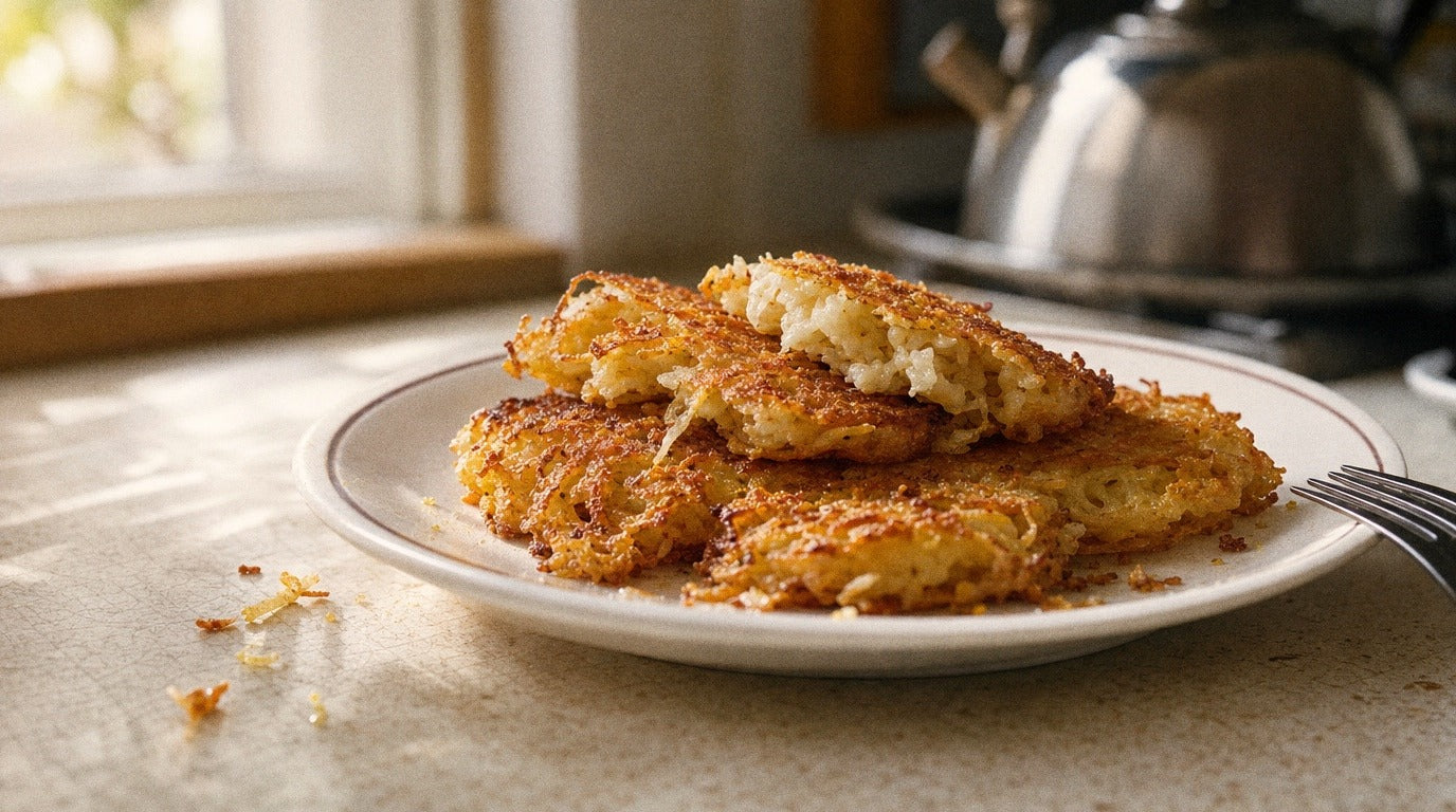 Crispy golden homemade hash browns with original chicken salt - Chooki's Original Chicken Salt breakfast recipe