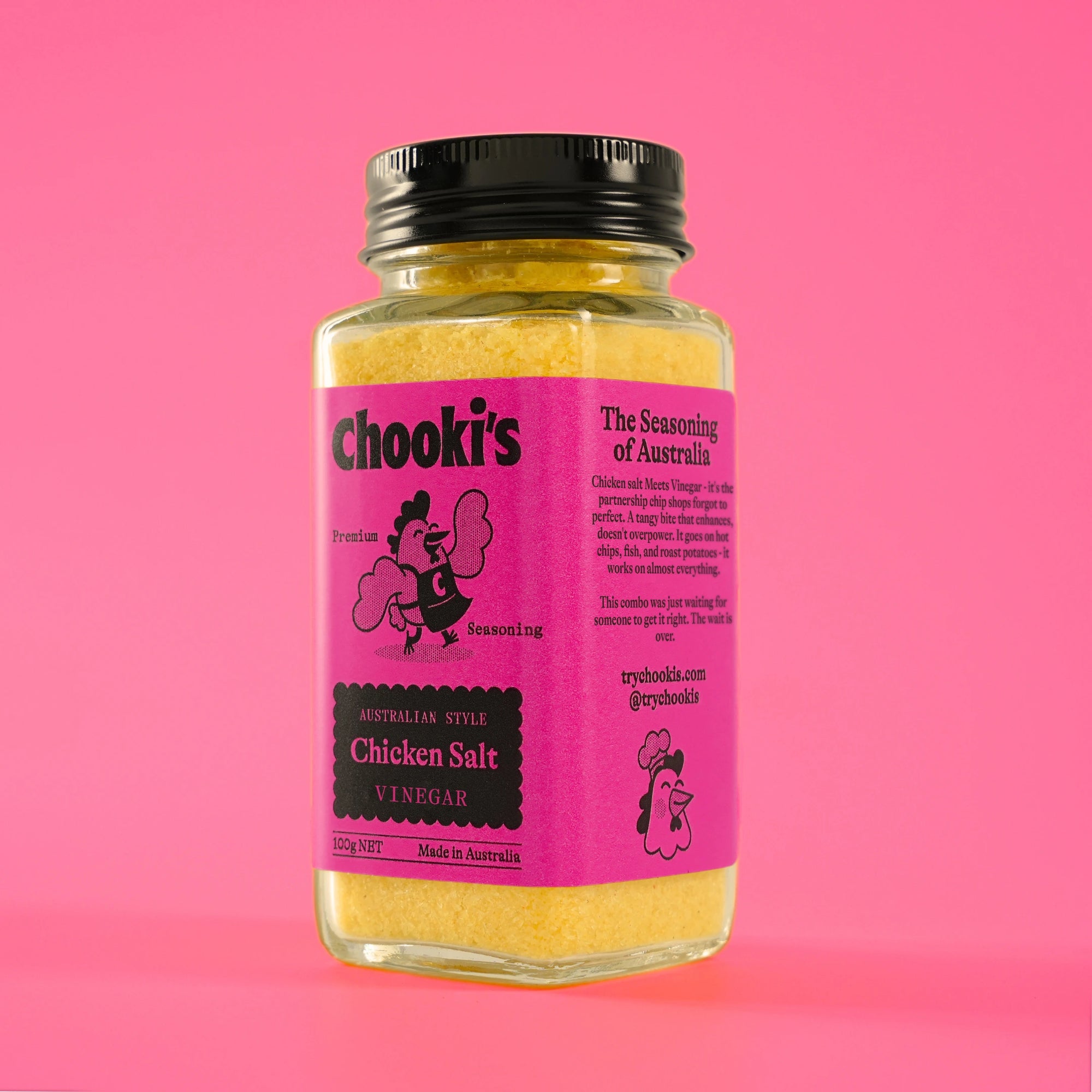 Chooki's Vinegar Chicken Salt 100g glass shaker bottle