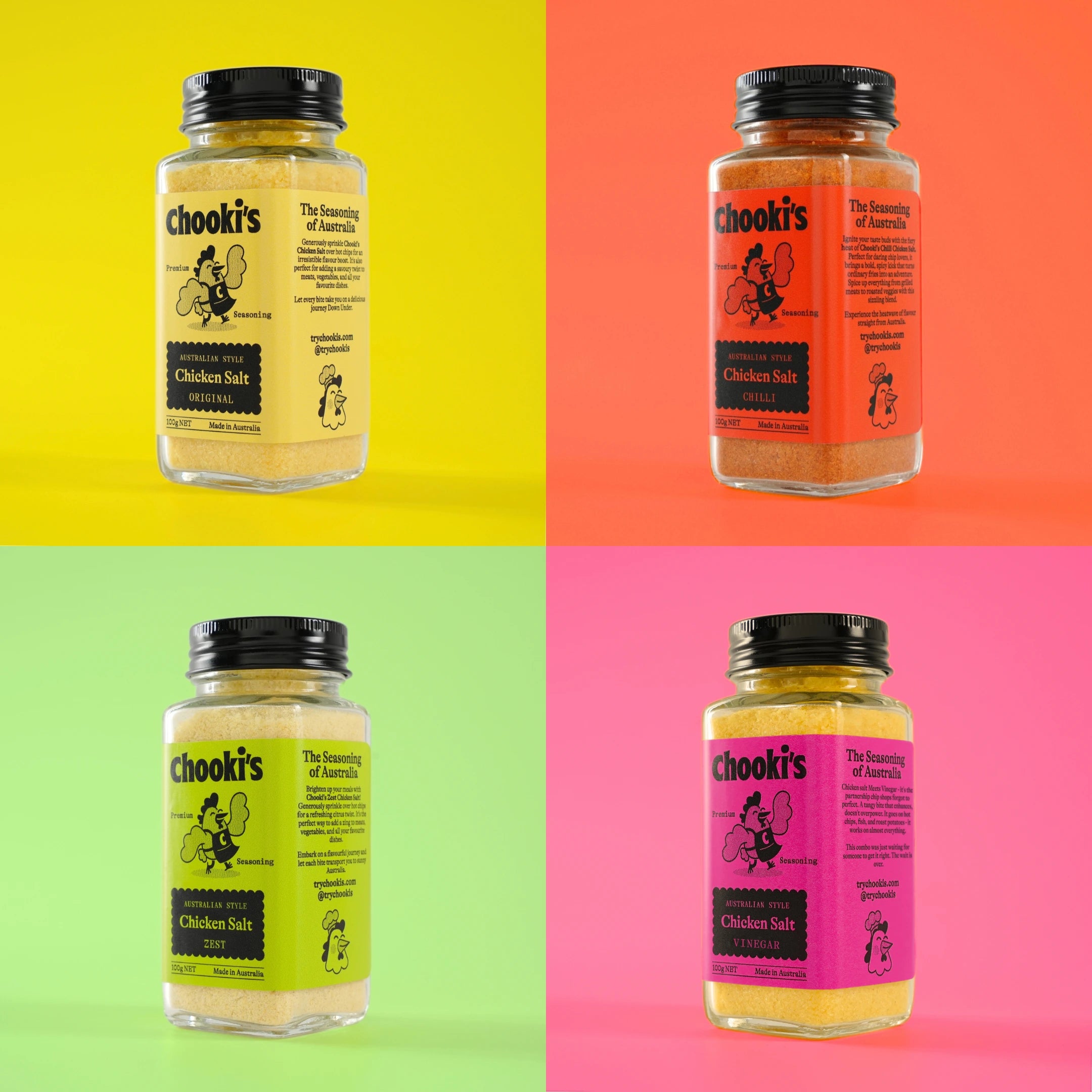 Chooki's Complete Collection all four chicken salt flavours